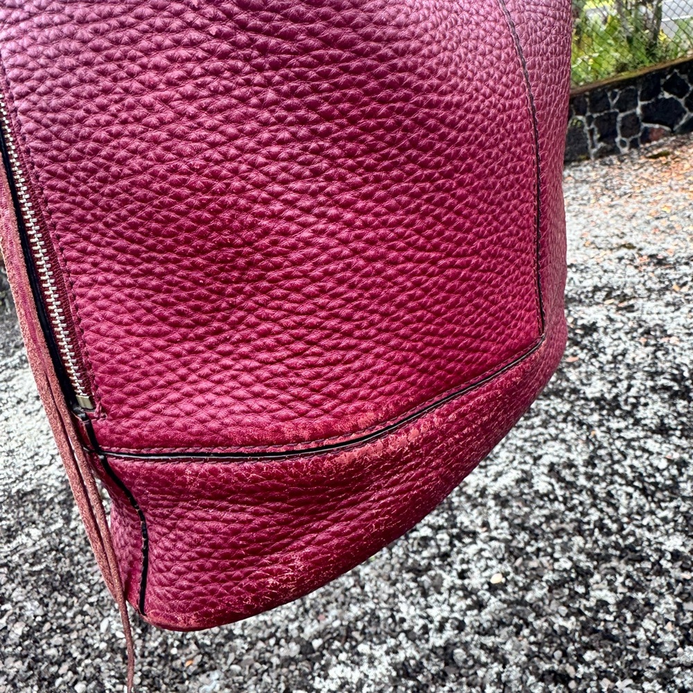 Rebecca Minkoff Burgundy Pebbled Leather Hobo Shoulder Bag - Picture 9 of 16